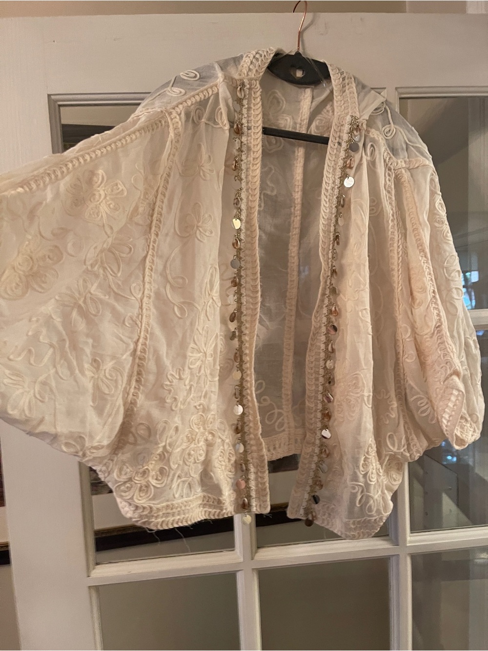 NWOT Bohemian Embroidered Cream Kimono Jacket from POL